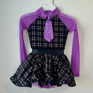 KIDS DANCE COSTUME | Weissman Purple and Black Kids Dance Costume
